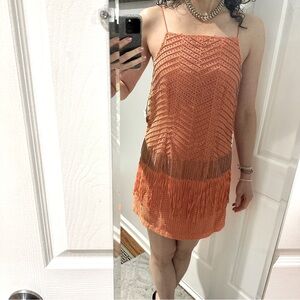 Artelier Nicole Miller Beaded Fringe Mini Dress